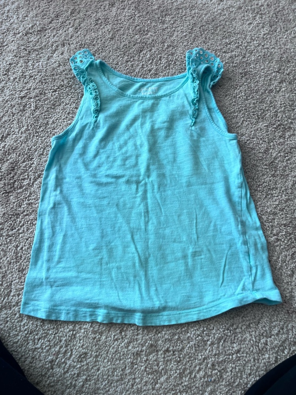 Girls Sleeveless Eyelet Strap Tank Top - Aqua